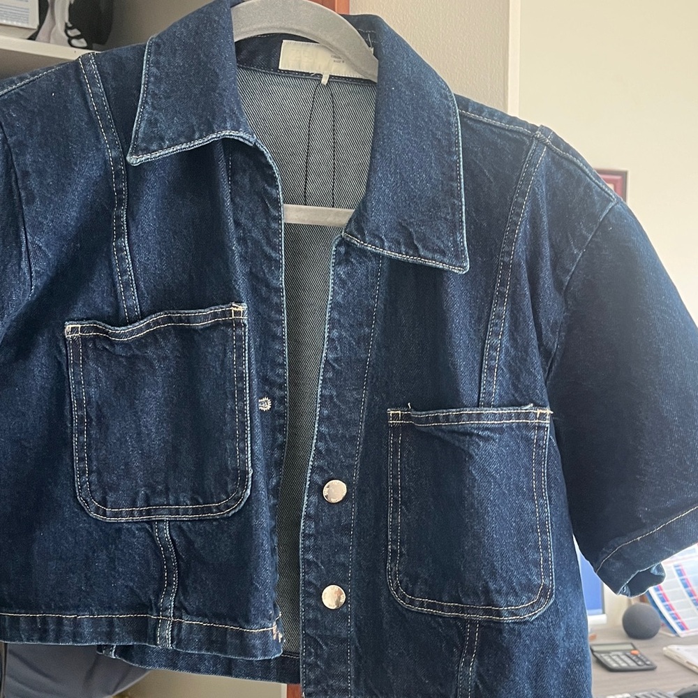 Zara Denim Cropped Buttonup